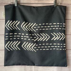 Dark Charcoal Gray and White Pillowcase Geometric Pattern Pillow Cover 17 1/2"